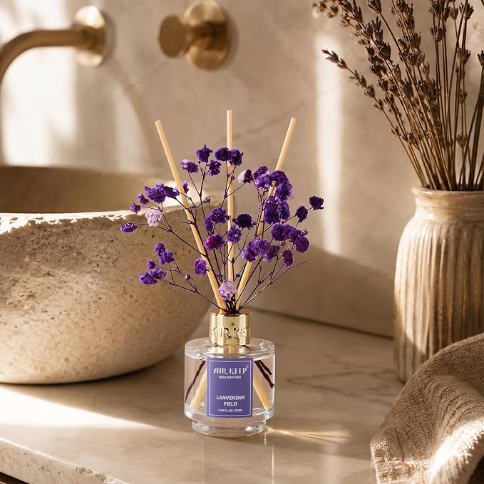 Reed Diffuser Set of 3,Clean Linen Lavender Field Cedar Wood Oil Reed Diffusers for Bedroom Living Room Office Aromatherapy Oil Reed Diffuser for Gift 50ml x 3