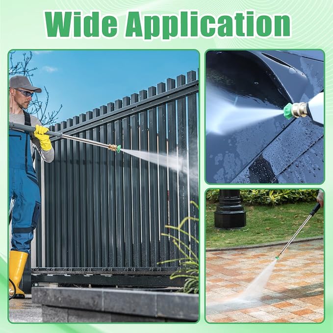Pressure Washer Tips, 7 Pack Power Washer Nozzle Tips, 25 Degree Green, 1/4 Inch Quick Connect, 4000 PSI