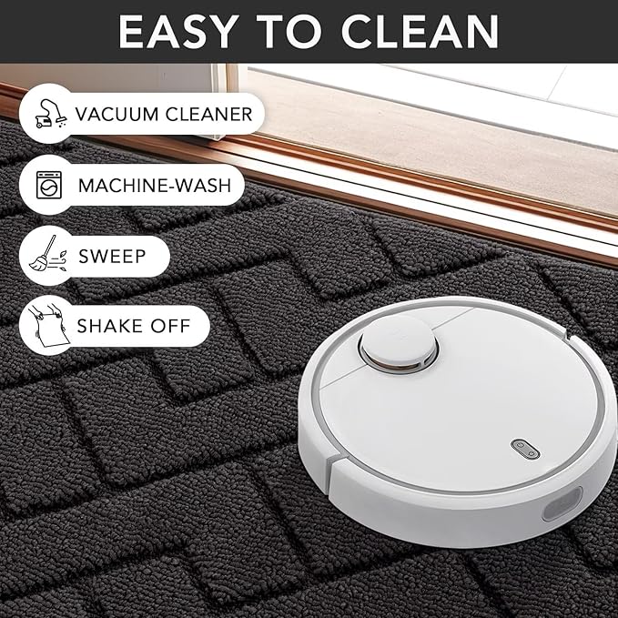 hicorfe Front Door Mat Outside Entrance,36"x59" Absorbent Muddy Dirt Resist Welcome Door Mats Outdoor Indoor,Stain and Fade Resistant,Non Slip Backing Entry Mat Doormat for Entryway(Charcoal)