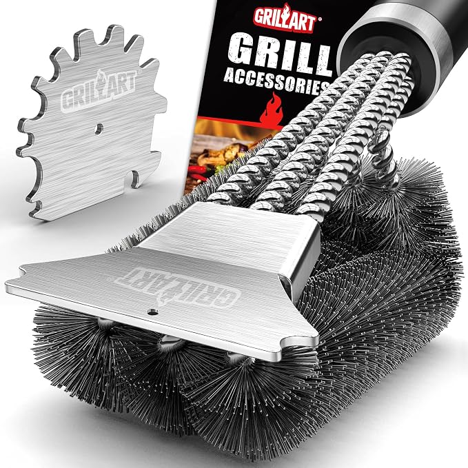GRILLART Grill Brush and Scraper,18 Inch BBQ Grill Cleaning Brush Kit, Wire Scrubber, Universal Fit BBQ Cleaner Accessories for Grill/Smoker/Gas/Charcoal Grill Cleaning-Grill Gifts for Men/Dad