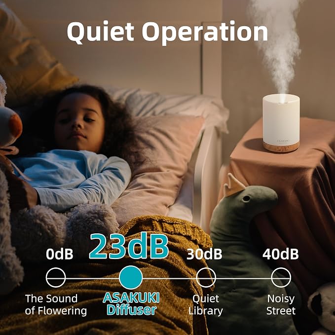 ASAKUKI Essential Oil Diffuser for Home with 6 Essential Oil Sets | 300ml Quiet Diffuser with Automatic Shut-Off, 7 LED Lights for Living Room, Kitchen, Bedroom, Hotel