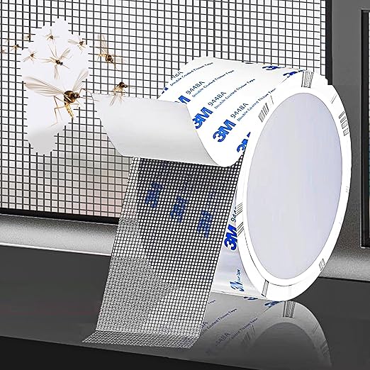 Super Strong Adhesion Screen Repair Tape Replacement Kit, Made of 3M, Screen Tape Mesh Repair for Window Screen and Screen Door Tears Holes, Grey 1.97In X 6.57Ft