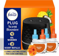 Febreze Plug Scent Booster Starter Kit, Black, Oil Diffuser, Air Freshener Plug in, Continuous Scent Device + 2 Hawaiian Aloha Refill