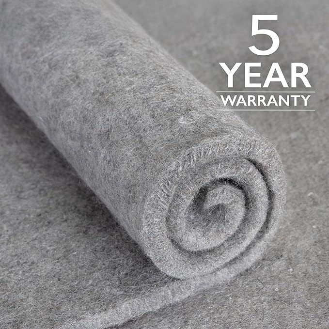 RUGPADUSA - Eco-Plush - 8'x11' - 1/2" Thick - 100% Felt - Luxurious Cushioned Rug Pad - Available in 3 Thicknesses, Many Custom Sizes