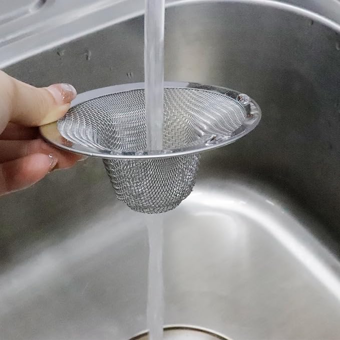 Antrader Kitchen Sink Strainer, Stainless Steel 3.5" Diameter Mesh Round Filter Bathroom Bathtub Wash Basin Garbage Disposal Basket Filter