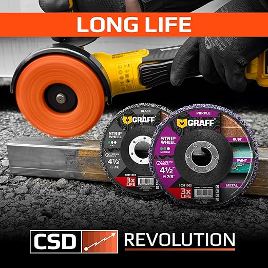 4.5 Inch Paint Stripping Disc - Rust Remover Wheel, Abrasive Discs Rust, Oxidation, Paint Remover Stripper Discs - Coarse Strip Discs 4 1/2 for Angle Grinder GRAFF 10 Packs (7/8" Arbor)
