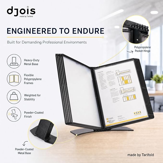 Tarifold Desktop Reference System, 10 Pockets with Easy-Load Design, Black | Tarifold Desktop Reference System, 10 Pockets with Easy-Load Design, Black
