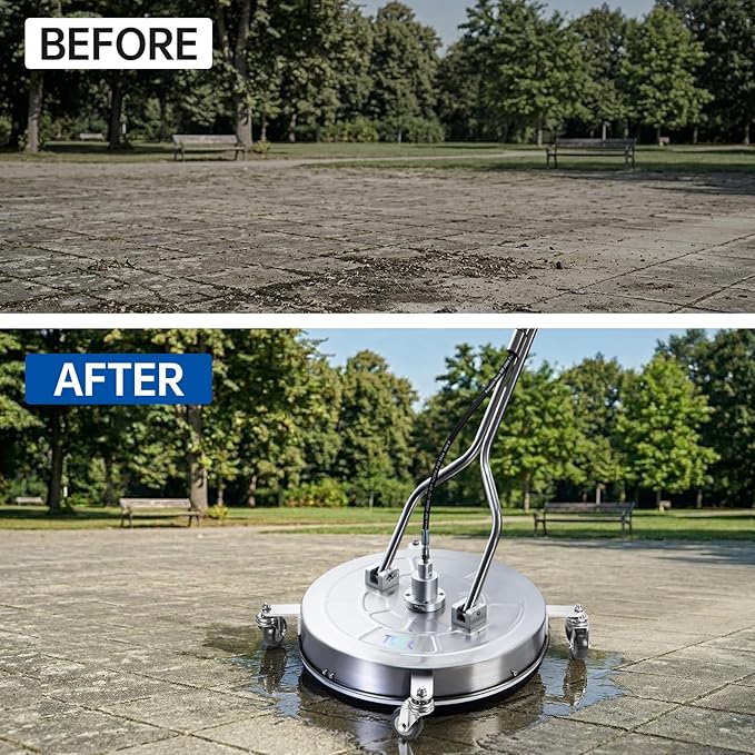 TOR 24" Pressure Washer Surface Cleaner with 4 Wheels, Surface Cleaner for Pressure Washer, Stainless Steel Dual Handle Power Washer Surface Cleaner for Concrete, Driveway, Patio, Sidewalk