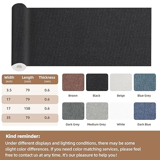 Fabric Repair Patch, 17X79 Inch Fabric Large Repair Tape, Self-Adhesive Patches for Furniture, Sofa, Car Interior, Shoes, Hand Bag, Clothing (White, 17X79 Inch)