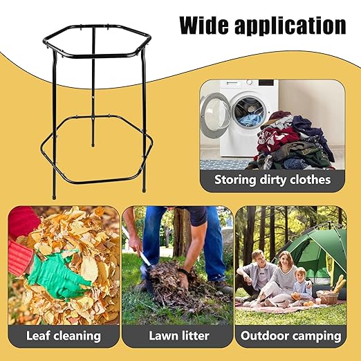Garden Trash Bag Holder Stand, Metal Leaf Bag Holder, Frame Holds 30-55 Gallon Multi Use Bags, Outdoor Trash Bag Holder for Yard and Lawn Cleanup, Gardening, Camping, Parties