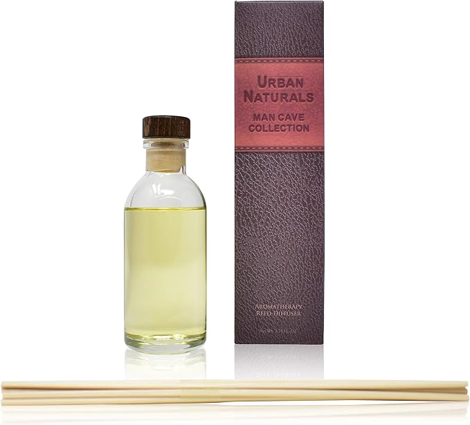 Reed Diffuser Set, Vetiver - Bathroom Shelf Décor | Home Fragrance, MAN CAVE: Vetiver, Oud, Warm Amber & Frankincense. An Elegant