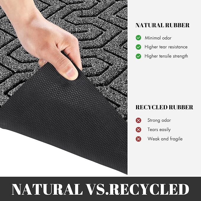 Yimobra Large Door Mat Outside Entrance 47x24, Waterproof Heavy Duty Outdoor Mats for Front Door, Non Slip Rubber Entry Mat for Garage Patio, Easy Clean, Mix Grey