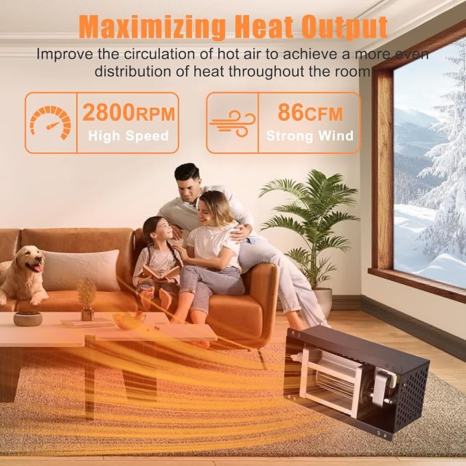 Criditpid S31105 Blower with Thermostat, Wood Stove Blower Fan for GHP Group, Monessen/Majestic (MHSC Brands), Majestic Dutchwest Windsor, CFM US Century Plate Steel Freestanding Wood Stove Fireplace.