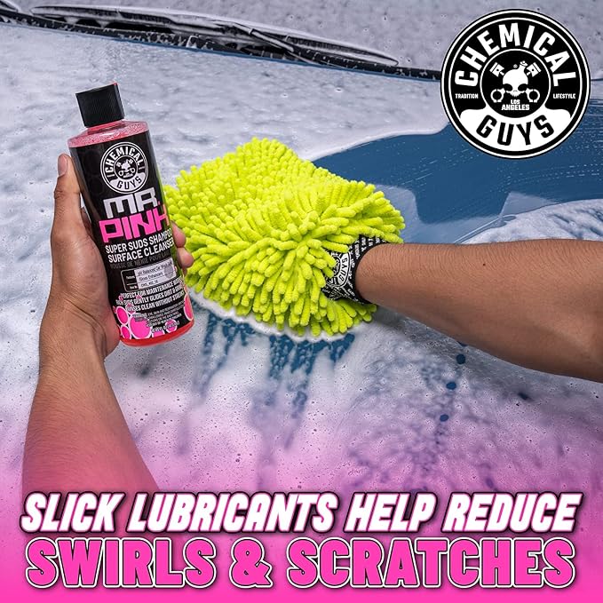 Chemical Guys CWS_402 Mr. Pink Super Suds Shampoo & Superior Surface Cleaning Soap, 128 fl oz (1 Gallon) + HOL144 TORQ Foam Cannon Snow Foamer , Works With Pressure Washer (2 Items) | Enough gloss-boosting shampoo for months of weekly washes, gentle en...