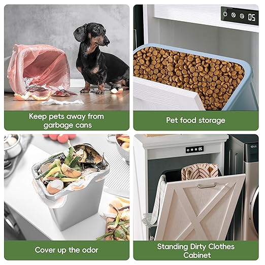 Betterhood TOLEAD Tilt Out Trash Can Cabinet, Hidden Trash Bin with Deodorizing & Negative Ion System, Pet-Proof Kitchen Waste Cabinet for Kitchen, Dining Room, Living Room (White, 1 * 13 Gallons)