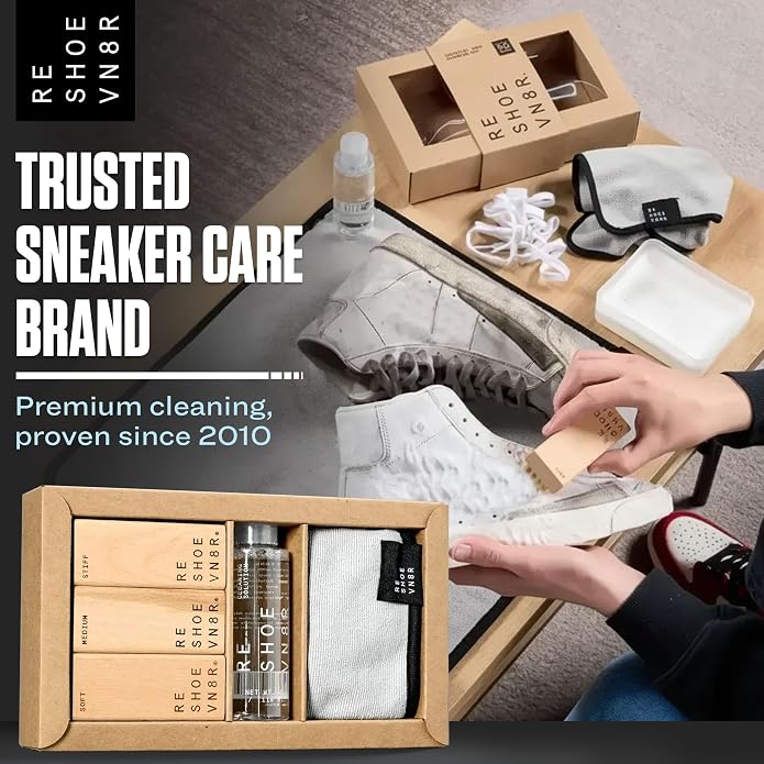 RESHOEVN8R Shoe Cleaner Kit - Sneakers, Mesh, Canvas, Suede, Knit, Leather | Cleaning kit solution for sneakers, mesh, canvas, suede, knit & leather shoes, complete cleaning set for every material