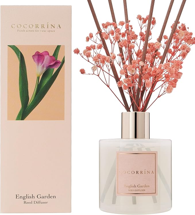 Reed Diffuser - English Garden Scented Diffuser with 8 Sticks Home Fragrance Reed Diffuser for Bathroom Shelf Decor