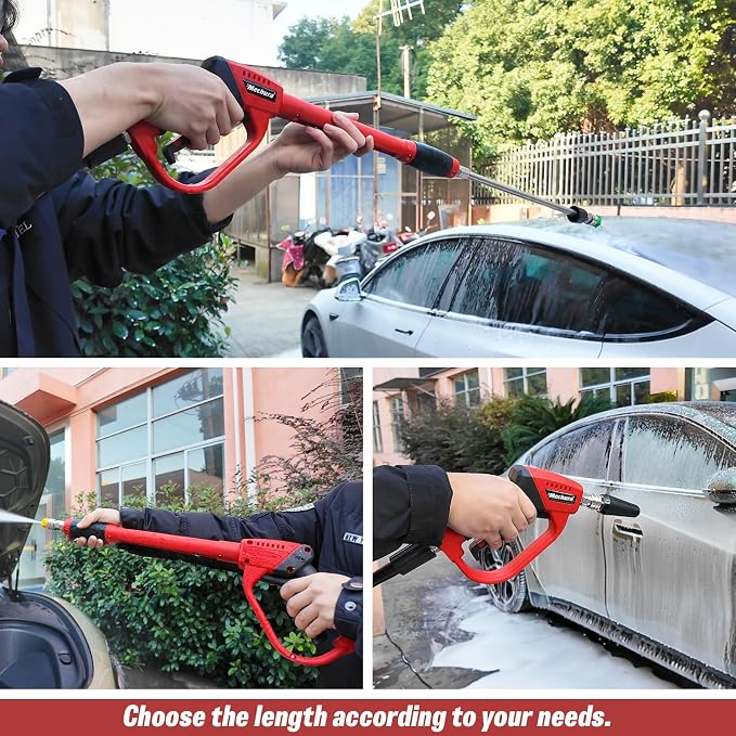 Pressure Washer Gun 5000PSI with Extension Wands, 40 Inch | Pressure Washer Accessories with 1/4" Quick Connect Outlet, Car Wash Gun with 5 Nozzle Tips and M22-14mm to M22-15mm Adapters