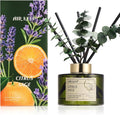 Reed Diffuser Set with 6.76 fl oz Citrus&Sage Scent Essential Oils and 3 Leaves & 8 Diffuser Sticks,Bathroom Shelf Decor & Air Freshener, House Bedroom Office Decor & Gifts