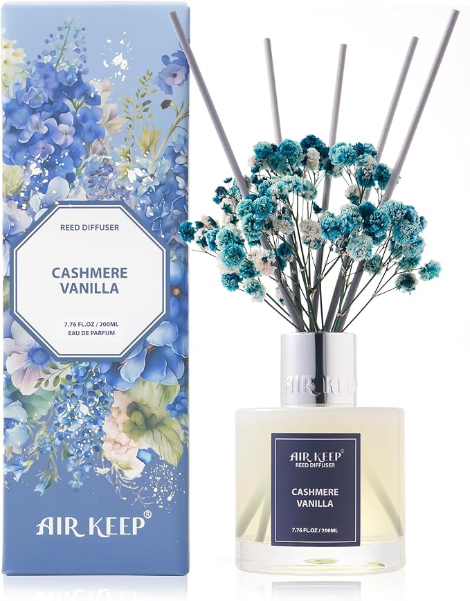 Reed Diffuser Set/Cashmere Vanilla/6.76 fl oz(200ml)/1 Pack/Home & Office Decor Aromatherapy Diffuser Oil Gift Set
