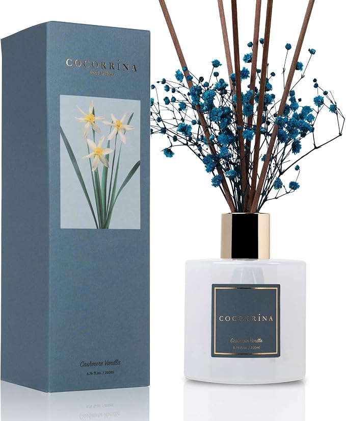 Reed Diffuser - Cashmere Vanilla 6.7 fl oz Reed Diffuser for Bedroom Bathroom Home Décor