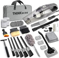 THINKWORK Car Cleaning Kit, Car Detailing Kit Interior Cleaner with High Power Handheld Vacuum, 10Pcs Detailing Brush and Storage Bag, Gray Auto Interior Cleaning Kit for Men