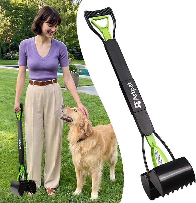 32" Dog Pooper Scooper, Long Handle Picker for Lawn & Yard | Lightweight Design, Long Handle, Easy Cleanup, Lawn Friendly, Durable Plastic Construction