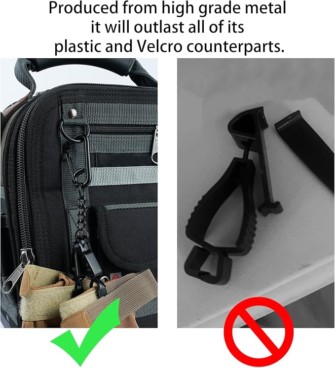 KUNN Glove Clip Stainless Steel Carabiner with Double-End Alligator Clip for Work Gloves, Glove Holder for Wall Mount