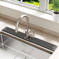 Stone Faucet Mat for Kitchen Sink - Quick Dry Diatomite Sink Splash Guard, Prevents Moisture Buildup & Water Stains, Water Absorbing Stone Tray for Bathroom Countertop (Dark Gray, 30" x 4")