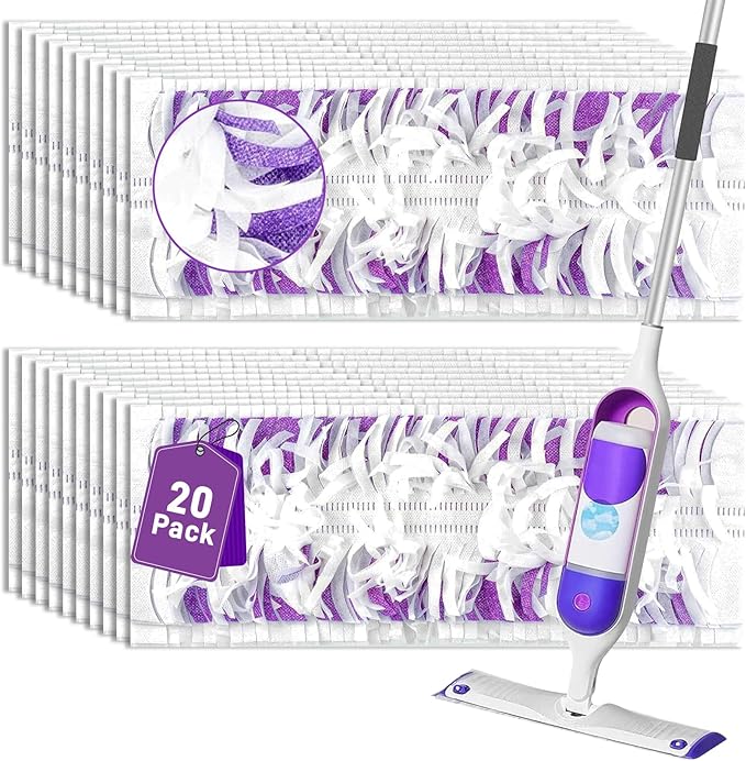 20-Pack Disposable Microfiber Power Mop Pad Refills Compatible with Swiffer Power Mop Refills,Replacement Pads for Swiffer Wet Pads Refill,Non-Washable & Unscented
