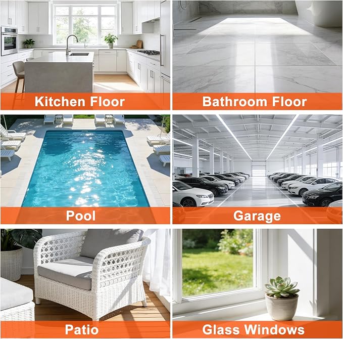 Floor Squeegee with 60" Stainless Steel Handle, 17.2" Silicone Blade Floor Scrubber for Bathroom, Shower, Garage, Tile, Window and Water Removal