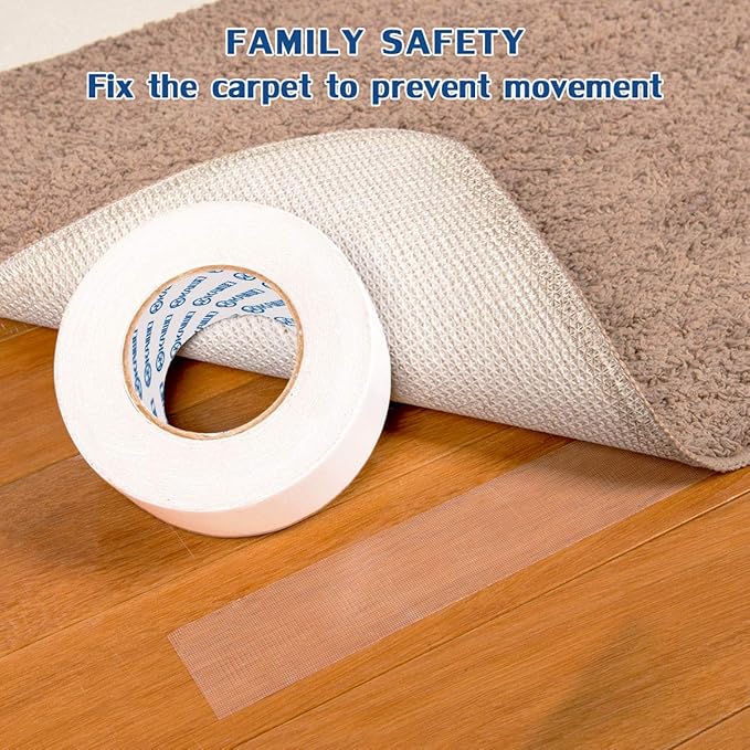 Heavy Duty Carpet Tape Double Sided 4 INx30YD Rug Tape for Area Rugs on Carpet, Perfect Rug Gripper for Holding Area Rugs, Hardwood Floors, Outdoor Rugs, Stair Treads, White.