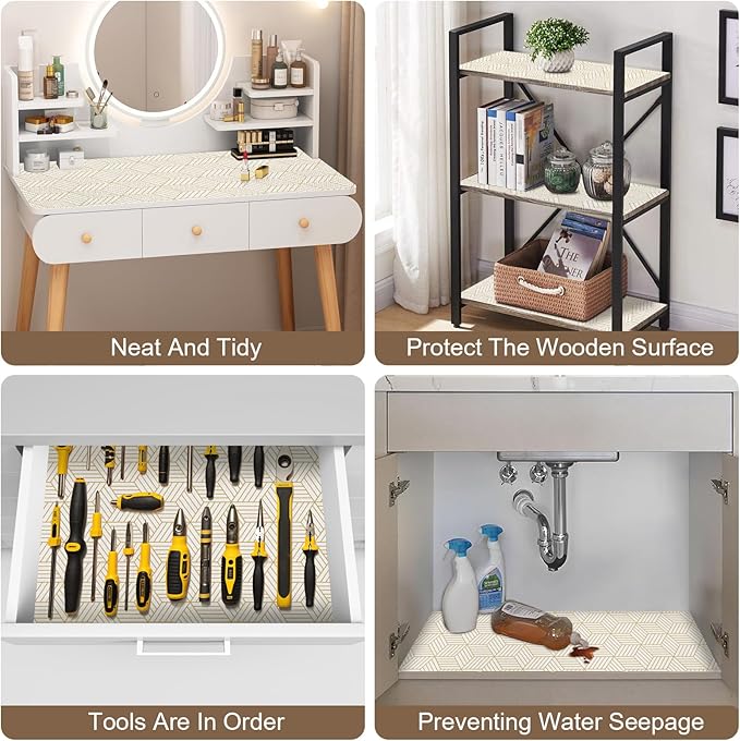 OcePor Non-Adhesive Drawer and Shelf Liner 17.5IN x 30FT，Non-Slip Kitchen Cabinet Liner Non-Adhesive Thick Strong Grip Waterproof Washable