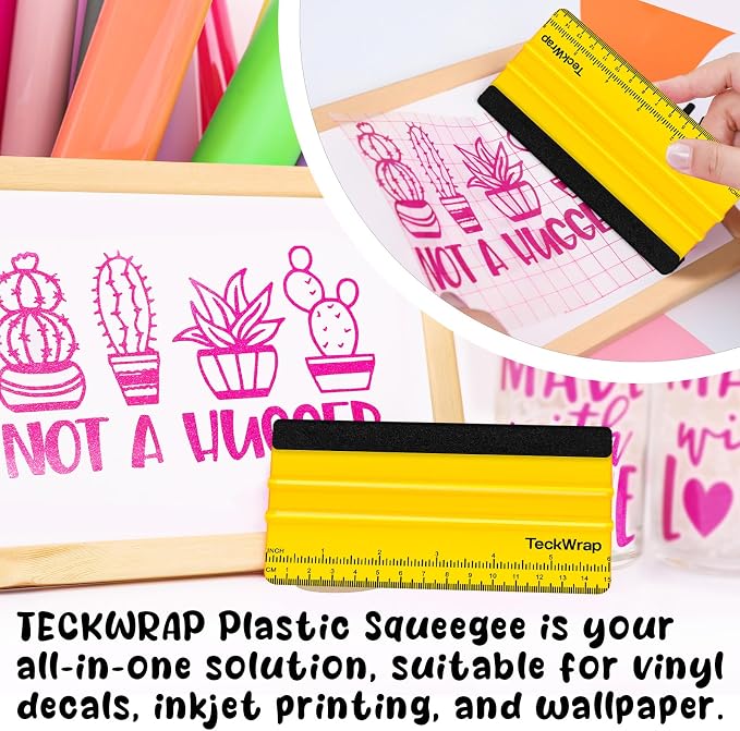 TECKWRAP Professional Felt Squeegee for Vinyl, Yellow, 2 PCS, 6"x2.9" | For Vinyl Decals, Inkjet Vinyl Sticker Paper, Wallpaper, Scratch-Free Application