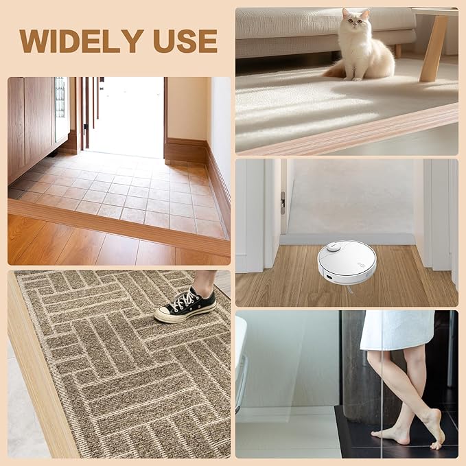 Floor Transition Strip Vinyl Door Threshold Ramp Self Adhesive Carpet Edging Strip Doorway Edge Trim, Overlap Edge Reducer for Laminate Carpet, Floor, Tile (Orange Oak, 2/5" to 3/5", 10Ft)