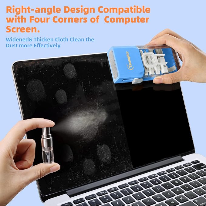 Keyboard Cleaning Kit, All-in-One Laptop & Computer Screen Cleaner, SkyBlue | Multi-function Electronic Cleaner, Soft Bristle Brush, Computer Screen-safe Spray, Compact, for MacBook, iPad, iPhone, earbud
