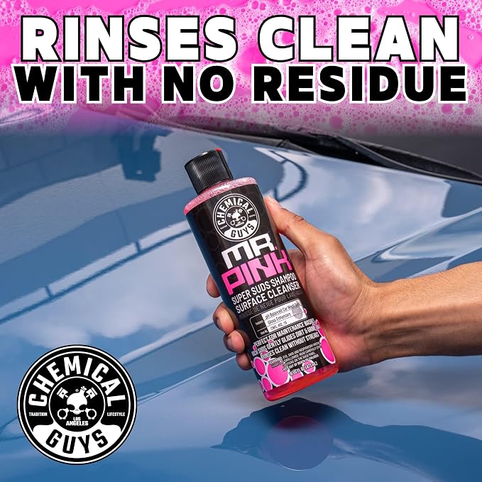Chemical Guys, Mr. Pink Car Wash Soap, Foam Cannon & Bucket Wash, 64 oz | Lifts road grime with a slick, high-gloss formula that rinses clean, gentle on wax, sealant and ceramic coatings