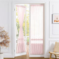 Tollpiz Sheer Door Curtains Closet Linen Textured Curtain Sheers Doorway Light Filtering Voile Patio Glass Door Rod Pocket Curtains French Door, 54 x 80 inches Long, Pink, Set of 1 Panel