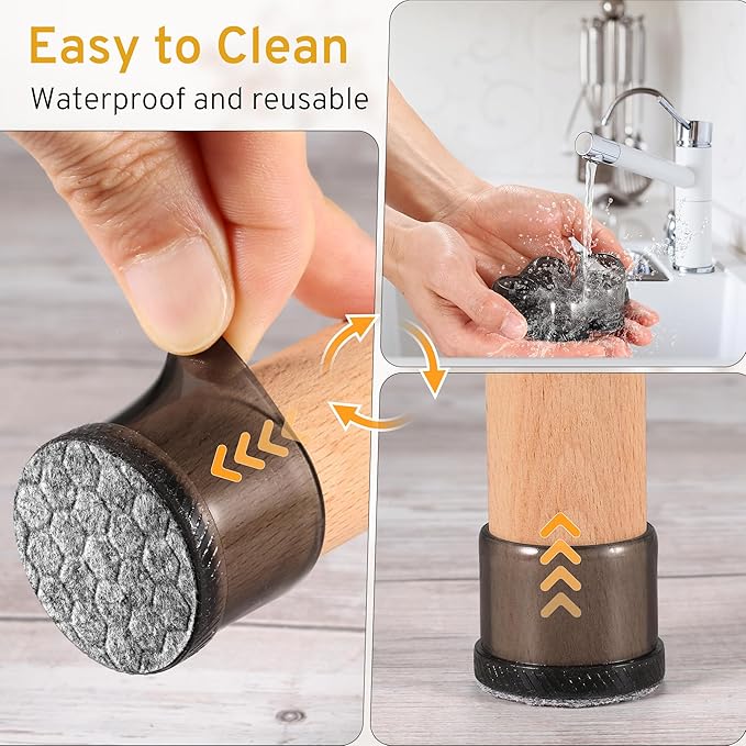 24PCS Extra Small Chair Leg Floor Protectors, Furniture Sliders, Chair Leg Protectors for Hardwood Floors, Non-Slip Felt Furniture Pads, Round Silicone Cap Covers to Protect Floors(Fit 0.5" - 0.75")