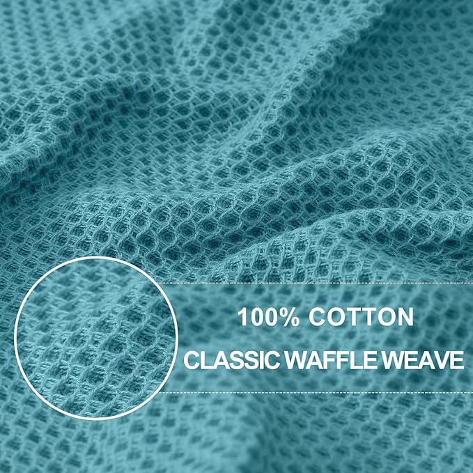 Homaxy 100% Cotton Waffle Weave Kitchen Dish Cloths, Ultra Soft Absorbent Quick Drying Dish Towels, 12 x 12 Inches, 6-Pack, Lake Blue