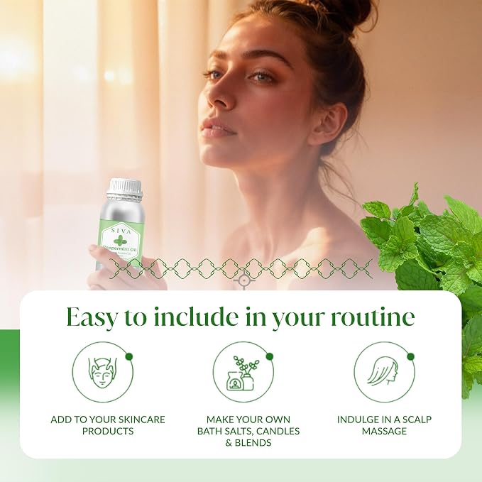 Siva Peppermint Essential Oil, Huge Bottle, Large Size, 16 Fl Oz (473 ml) | Peppermint Oil for Diffuser, Humidifier, Skin Care, Hair Care, Scalp Care, Body Massage, Soap Making, Blending & DIY Projects