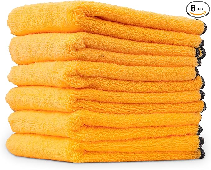 Chemical Guys, Professional Microfiber Towels, 24 x 16 in, Gold, 6 Pack | Ultra-soft, scratch-free towels to buff wax, dry panels and clean glass and interiors, machine washable