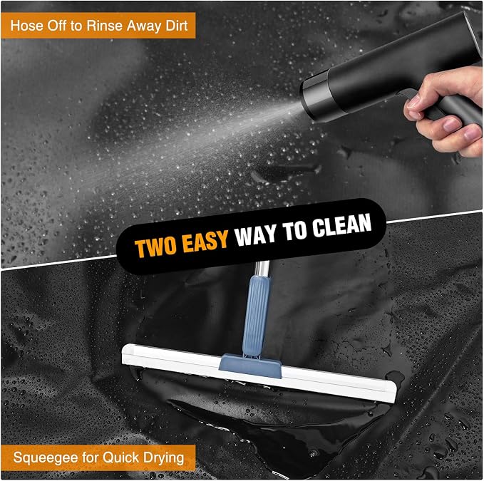 Nilight 8.6 x 22 FT Garage Floor Containment Mat with Edge for Under Car | Heavy Duty PVC, 1.4" Raised Edge, Waterproof, Easy to Clean, Include Squeegee, for Full Size Pickup Trucks SUVs Luxury Sedans