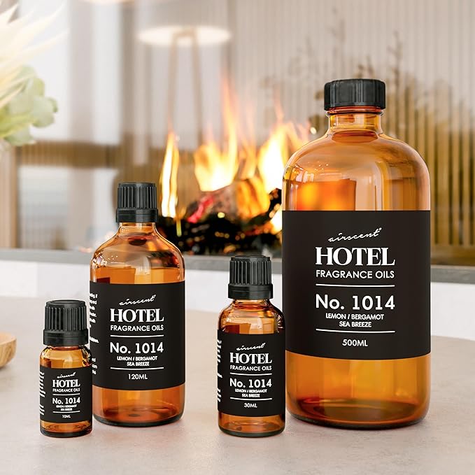 AirScent Hotel Diffuser Oil No. 1014 - Iconic 5-Star Hotel Blend - 120 mL | Lemon Bergamot Sea Breeze - Coastal Blend - Fragrance Oil for Ultrasonic and Waterless Diffusers and Crafting