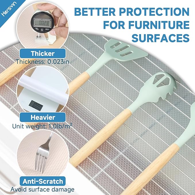 Shelf Liners 12 in x 20 ft EVA Drawer Mats, Non-Adhesive Cupboard Protector, Kitchen Cabinet Lining Fridge Liner (Clear Flat Dot, 30.5x610cm)