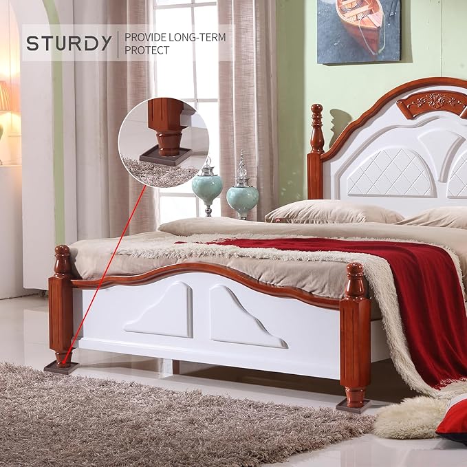 Non Slip Furniture Pads, 2.5” Round Rubber Caster Cups, 4 Pcs Furniture Coasters, Anti-Slip Gripper, Anti Slide Furnitures Feet Floor Protectors for Bed Couch Stoppers - Black
