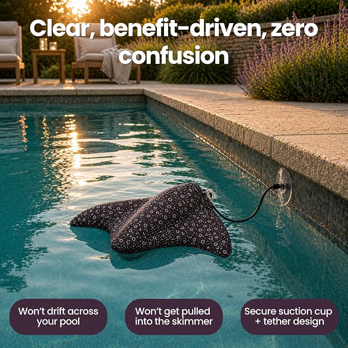Swimming Pool & Swim Spa Scum Absorber - Real Natural Oil Absorbing Stingray, Premium Floating Sponge Absorbs Oil & Waterline Film, Machine Washable, Inground & Above Ground Pools