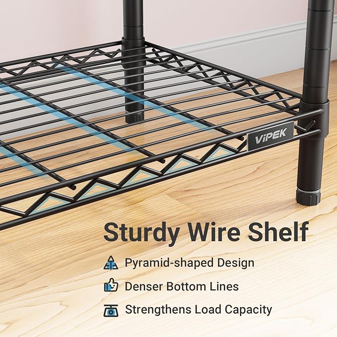 VIPEK V7C Garment Racks with Cover Portable Closets for Hanging Clothes, Heavy Duty Clothes Rack with Shelves Metal Closet Wardrobe, Max 670lbs, Black Rack with Black Upgraded Polyester Cover