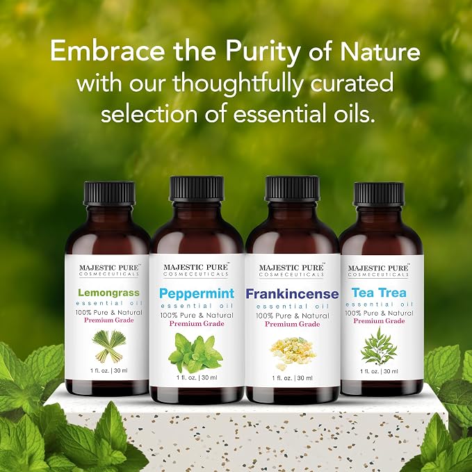 Majestic Pure Peppermint Essential Oil for Diffuser - 1 Fl Oz | 100% Pure & Natural Essentials Oils for aromatherapy, massage blends and DIY home fragrance projects, Massage and room sprays