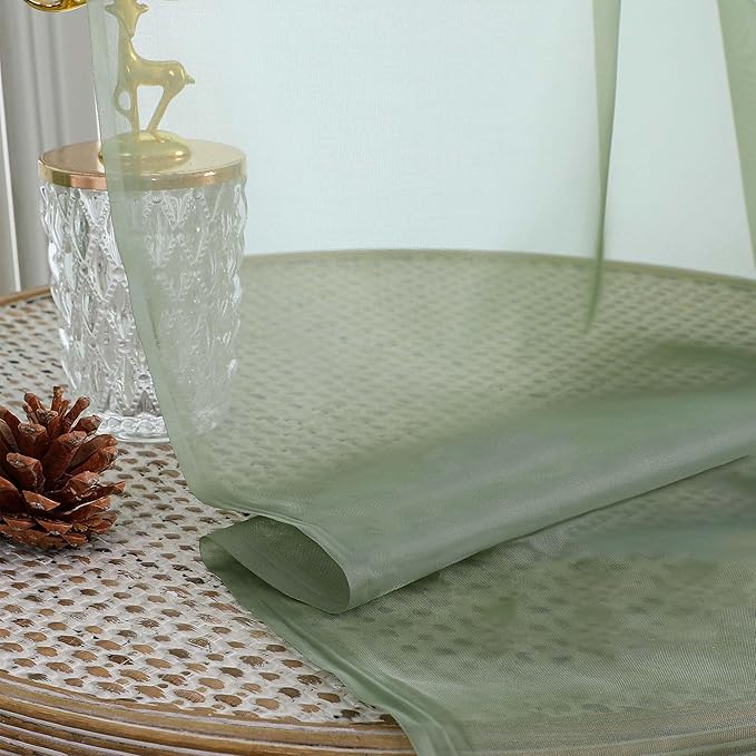 Chyhomenyc Sage Green Sheer Curtains 84 Inches Long 2 Panels, Light Filtering Green Curtains for Living Room, Soft Gentle Voile Rod Pocket Bedroom Window Drapes, 59Wx84L Inch, 2PCS